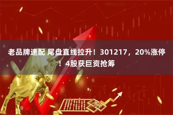 老品牌速配 尾盘直线拉升！301217，20%涨停！4股获巨资抢筹